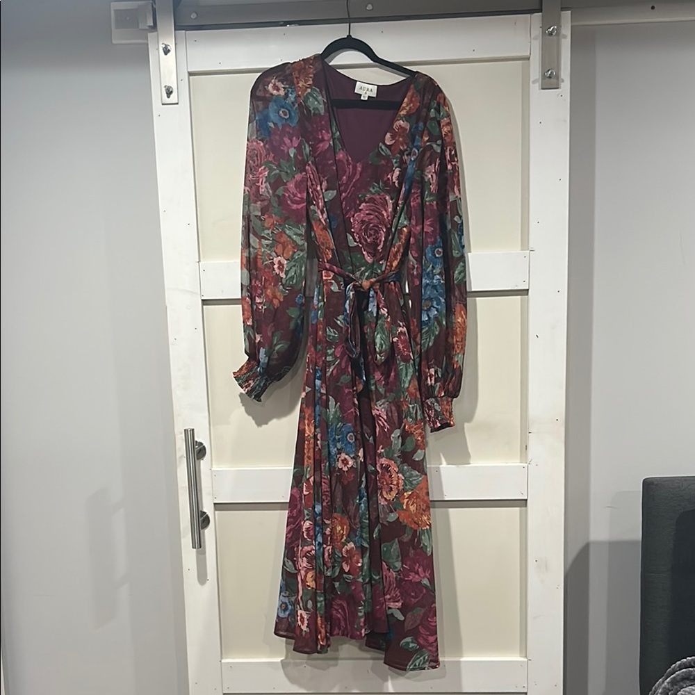 Aura Pink and Red Wrap Tie Front Sundress